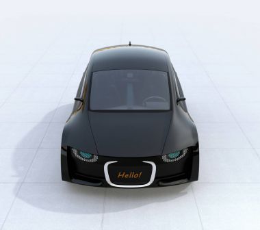 Araba park yerde kendi kendine sürüş Önden Görünüm