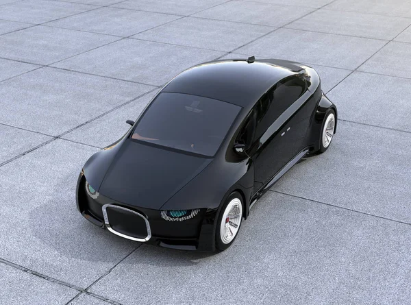 Black self-driving car parking on the ground — Stock Photo, Image