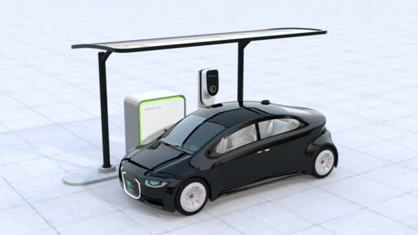 Chargement de voiture électrique dans la station de charge — Video