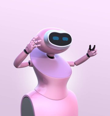 İnsansı robot, pembe arka plan izole