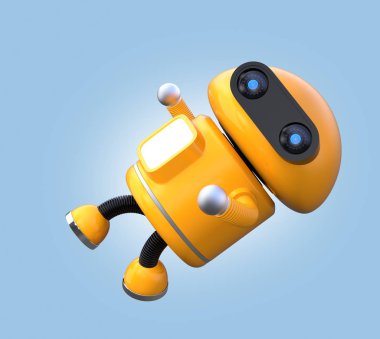 Şirin turuncu robot havada yüzer