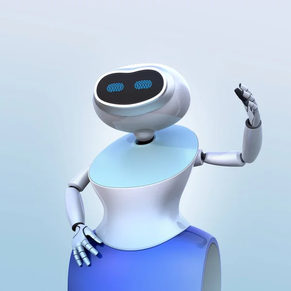 Humanoid robot isolated on light blue background. — Stock Photo, Image