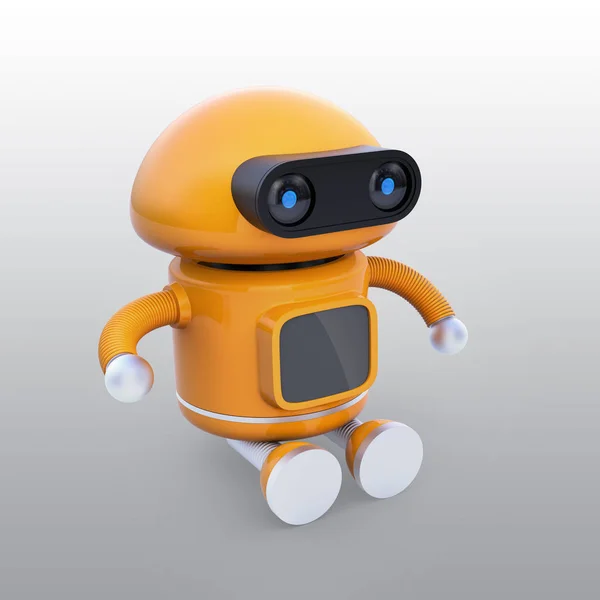 Χαριτωμένο πορτοκαλί ρομπότ που κάθεται στο έδαφος — Φωτογραφία Αρχείου