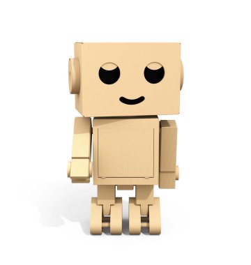 Çizgi film karakteri sevimli karton Robot önden görünümü