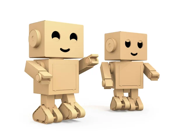 Cute Cardboard Robots isolated on white background — Stock Photo, Image