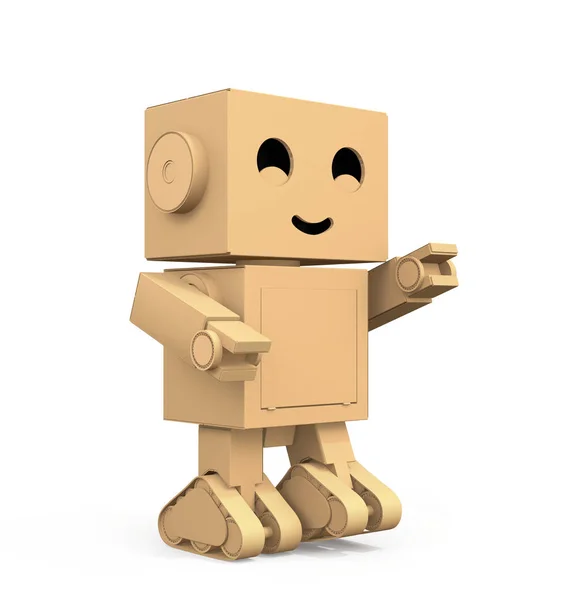 Cute Cardboard Robot isolated on white background — Stock Photo, Image