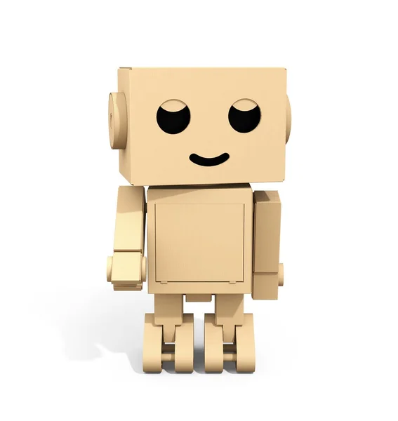 Front view of Cartoon Character Cute Cardboard Robot — Stock Photo, Image