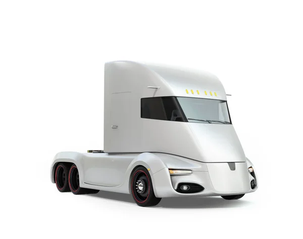 自驾车电动半卡车在白色背景下隔离 渲染图像 原创设计 — 图库照片