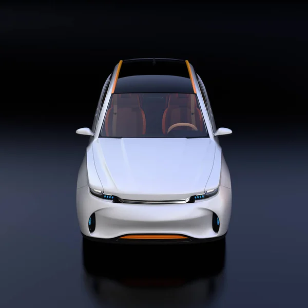 Vooraanzicht Van Witte Elektrische Suv Concept Car Geïsoleerd Zwarte Achtergrond — Stockfoto