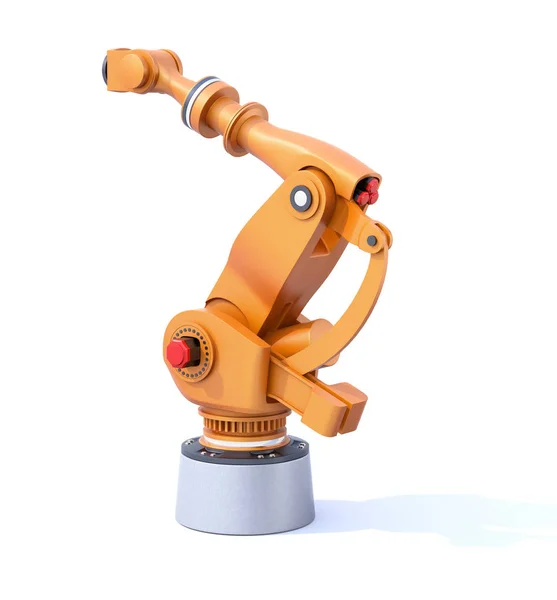 Pohled Zezadu Oange Těžké Váze Robotické Rameno Izolovaných Bílém Pozadí — Stock fotografie