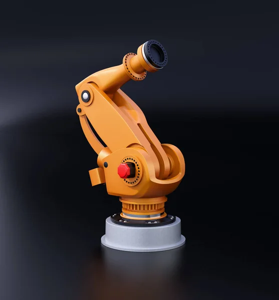 Orange Tungvikt Robotarm Isolerad Svart Bakgrund Rendering Bild — Stockfoto