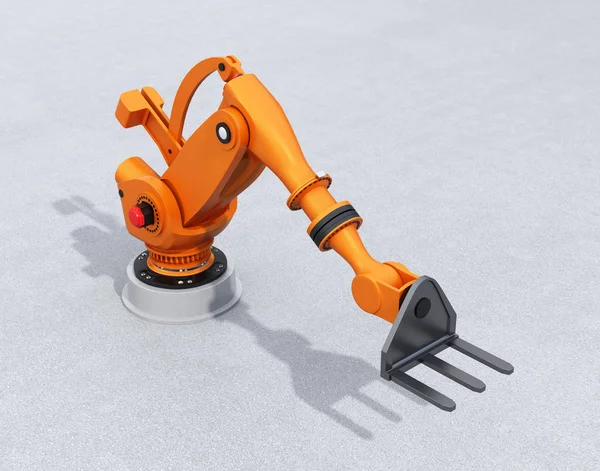 Orange Tungvikt Robotarm Konkreta Motiveringen Rendering Bild — Stockfoto