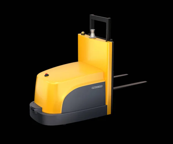 Rear View Autonomous Forklift Isolated Black Background Rendering Image — Stock Photo, Image