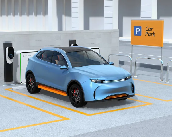 Elektrische Suv Carsharing Parkeerplaats Auto Delen Concept Rendering Beeld — Stockfoto
