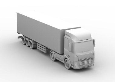 Gri arka planda elektrikli kamyonun kil görüntüsü. 3d görüntüleme.