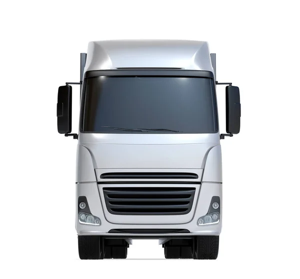 Vista Frontal Prata Heavy Electric Powered Truck Isolado Fundo Branco — Fotografia de Stock