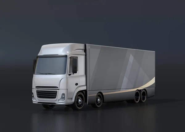 Silver Heavy Electric Powered Truck on black background. 3D rendering image.