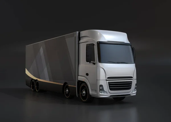 Silver Heavy Electric Powered Truck Czarnym Tle Obraz Renderowania — Zdjęcie stockowe