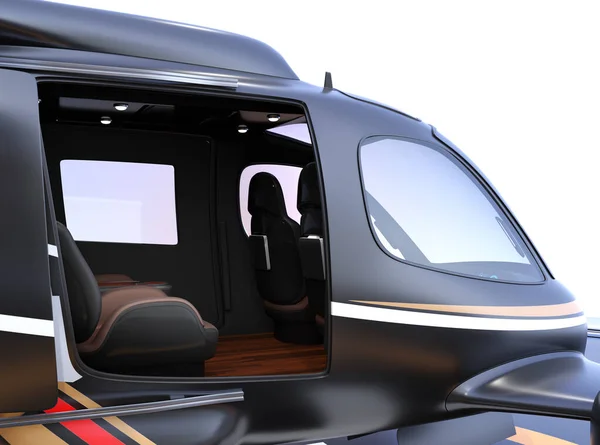 Luxe Interieur Van Vliegende Auto Luchttaxi Met Comfortabele Lederen Stoelen — Stockfoto