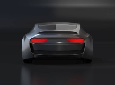 Siyah arka planda siyah elektrikli spor coupe. 3d görüntüleme. 