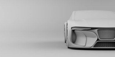 Fotokopi alanı ile elektrik destekli spor coupe 'un Clay canlandırması, 3D görüntüleme. 