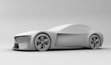 Çamur işleme tarzında elektrikli spor coupe 'nin yan görüntüsü. 3d görüntüleme. 