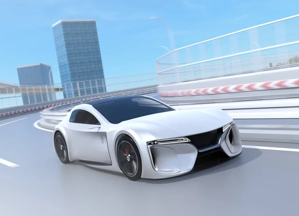 电动跑车在高速公路上行驶 3D渲染图像 — 图库照片