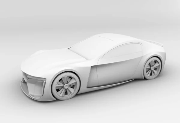 Clay Rendering Electric Powered Sports Coupe Rendering Image — Stock Photo, Image