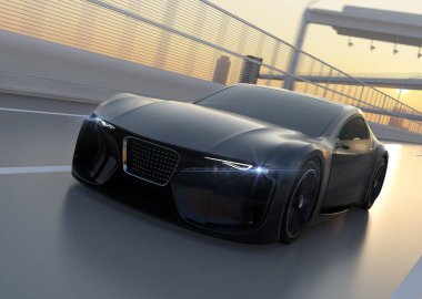 Otobanda elektrikli spor arabaları. 3d görüntüleme. 