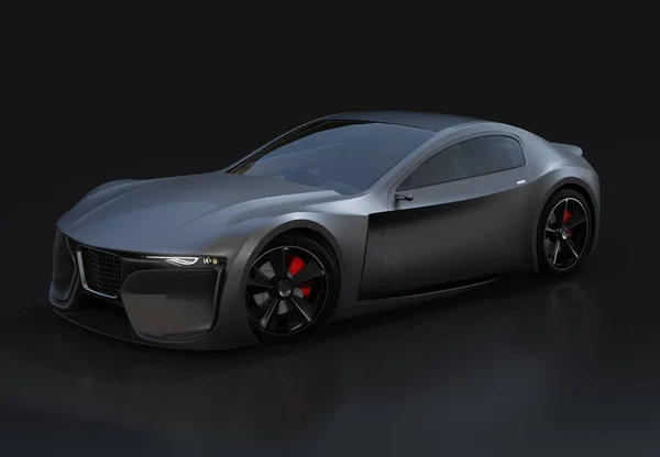 Métallique Noir Électrique Coupé Sport Motorisé Sur Fond Noir Image — Photo