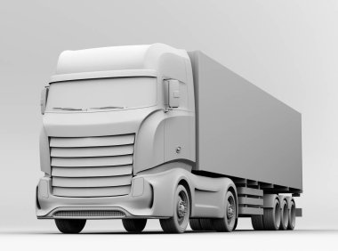 Ağır Elektrikli Kamyon 'un Clay tasarımı. 3B görüntüleme. 