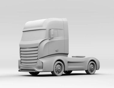 Ağır Elektrikli Kamyon 'un Clay tasarımı. 3B görüntüleme. 