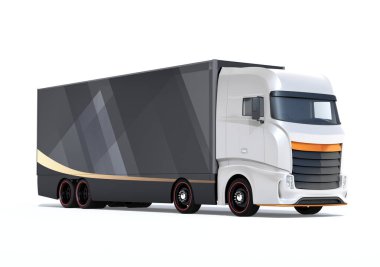 Beyaz zemin üzerinde jenerik tasarım Ağır Elektrikli Kamyon. 3B görüntüleme. 