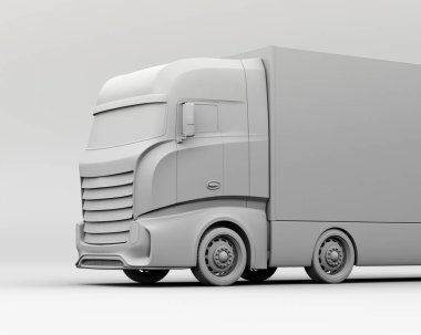 Ağır Elektrikli Kamyon 'un Clay tasarımı. 3B görüntüleme. 