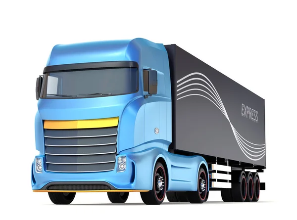 Ogólny Design Niebieski Heavy Electric Truck Białym Tle Obraz Renderowania — Zdjęcie stockowe
