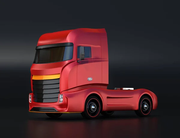 Generic design Red Heavy Electric Truck on black background. 3D rendering image.