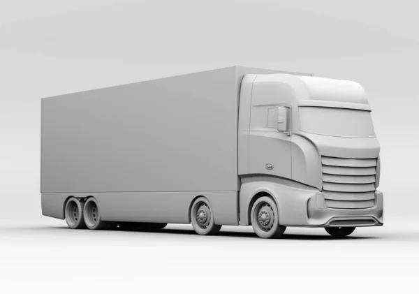 Tonwiedergabe Von Generischem Design Schwerer Elektro Lkw Renderbild — Stockfoto