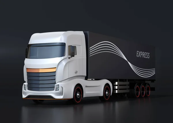 Generic design Heavy Electric Truck on black background. 3D rendering image.