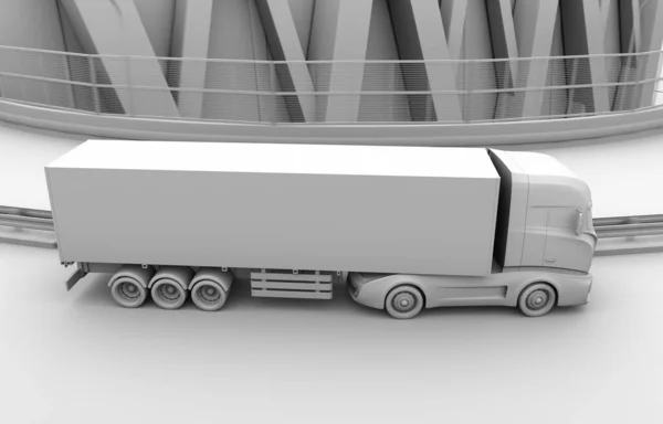 Representación Arcilla Diseño Genérico Conducción Camiones Eléctricos Carretera Imagen Renderizado —  Fotos de Stock