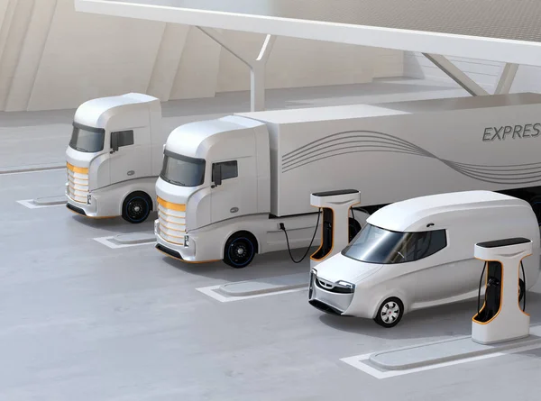 Generic Design Heavy Electric Trucks Charging Public Charging Station Roof — Stock Photo, Image