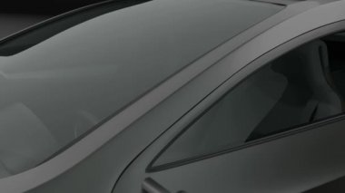 Siyah elektrikli spor arabanın 4 farklı kamera açısı. Siyah arka plan. 3B canlandırma canlandırması.