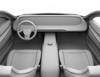 Otomatik çalışan elektrikli arabayı Clay 'in yorumlaması. Geniş dijital multimedya ekranı. 3B görüntüleme.