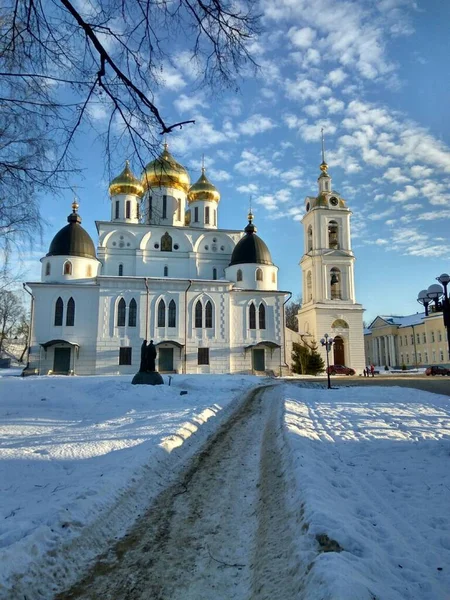 The path to oneself. The road to the church.The snow-white church in Tula. The path to yourself, the road to the temple.