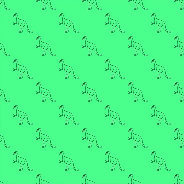 緑の背景に恐竜の黒いシルエット シームレスなパターン — ストックベクタ