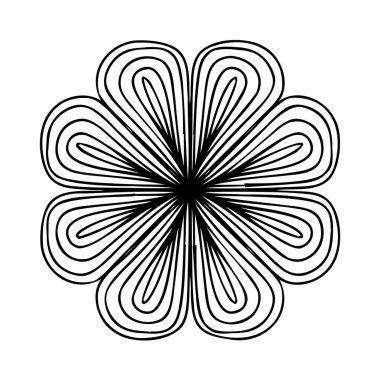 Beyaz arkaplandaki basit siyah beyaz çiçek.