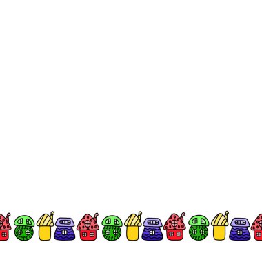 Çocuk renkli evlerin çerçeve sınırı.