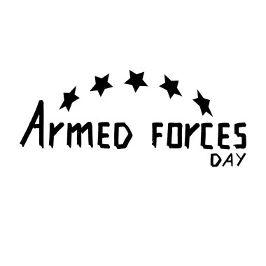 Amerikan Silahlı Kuvvetleri Günü. Beyaz arkaplanda harf.