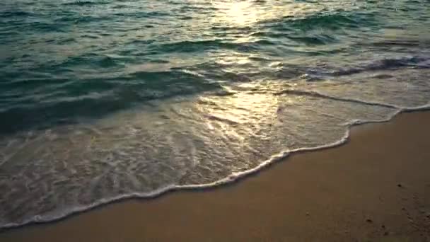 Όμορφη Φύση Ηλιοβασίλεμα Πάνω Από Τροπική Παραλία Κοντινό Θαλάσσιο Κύμα — Αρχείο Βίντεο