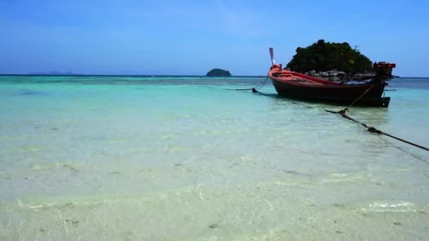 Strand Hintergrund Und Boot Schöne Ferien Sommer Naturlandschaft — Stockvideo