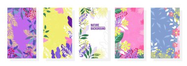 Vektör seti çiçek arkaplanı, doğa arkaplan, afiş, kapak, şablonlar, posterler.